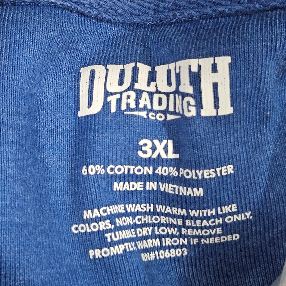 Duluth Trading‎ Co Henley Shirt 3XL Blue Waffle Knit Long Sleeve Workwear Layer - Picture 3 of 6
